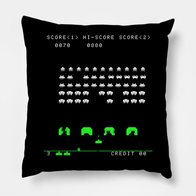 Classic Space Invaders Pillow by taguzga