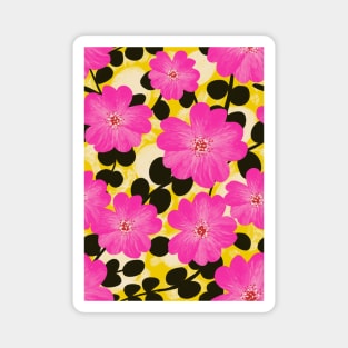 Hot Pink Colour Clash Florals Magnet