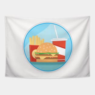 Fast food in flat style Tapestry