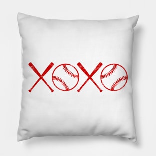 XOXO Love Baseball Hugs and Kisses Red and White Pillow