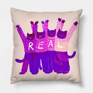 The four positive purple cats keep it REAL Pillow