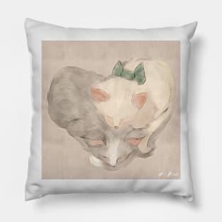 Love Catually To Me You’re Purrrfect Kitten Heart Illustration Pillow