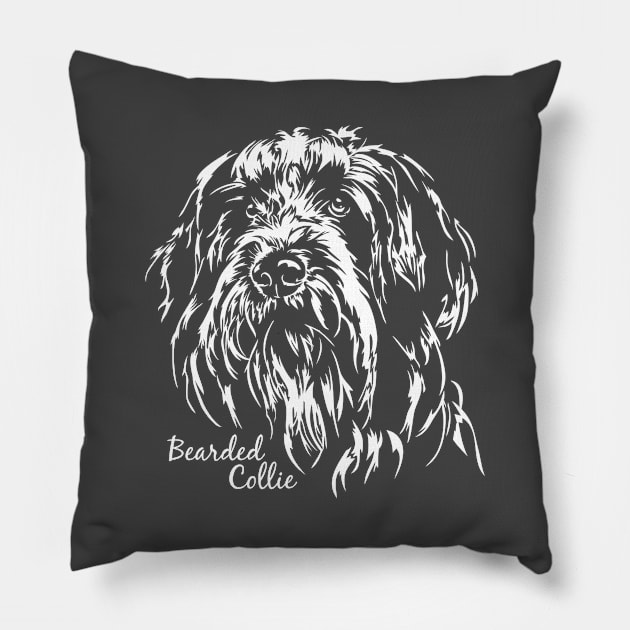 Bearded Collie dog lover dog portrait Pillow by wilsigns