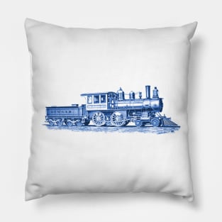 Locomotive blue sketch Pillow