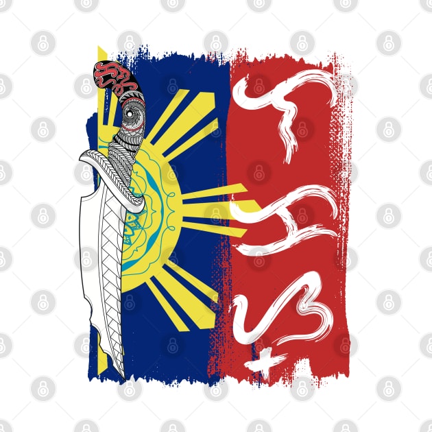 Philippine Flag / Tribal line Art Knife / Baybayin word Lakas (Strength) by Pirma Pinas