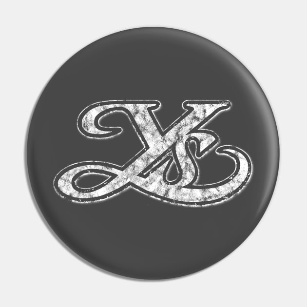 Ys Logo White Distressed Version Pin by StebopDesigns