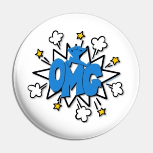 OMG!! Comic Bubble Blue Pin