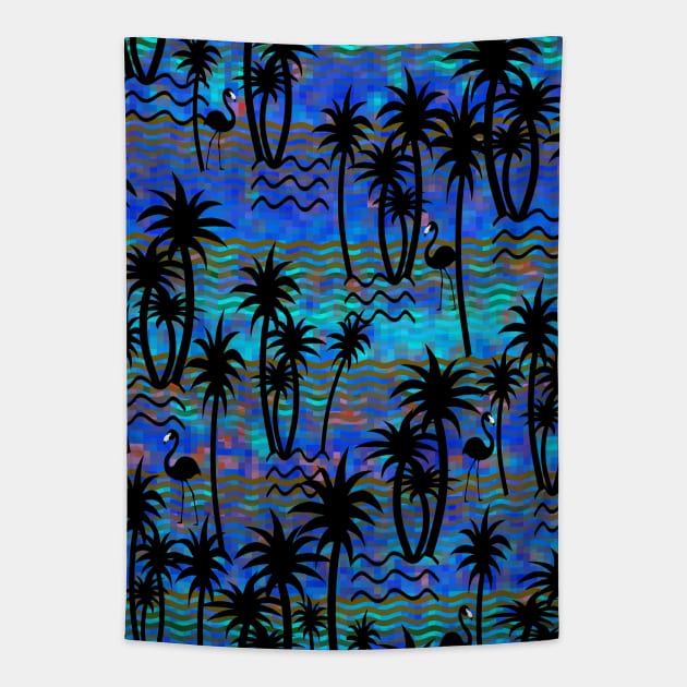 BLUE Tropical Palm Trees Tapestry by SartorisArt1