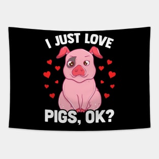 Adorable I Just Love Pigs, OK? Baby Pig Lover Tapestry