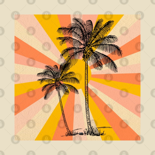Vintage palm trees with sun by Nano-none