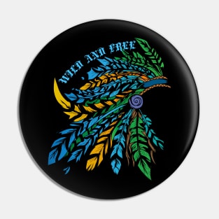 Colored Feather: WILD AND FREE Pin