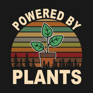 Vintage Powered By Plants Vegan Vegetarian Gift T-Shirt