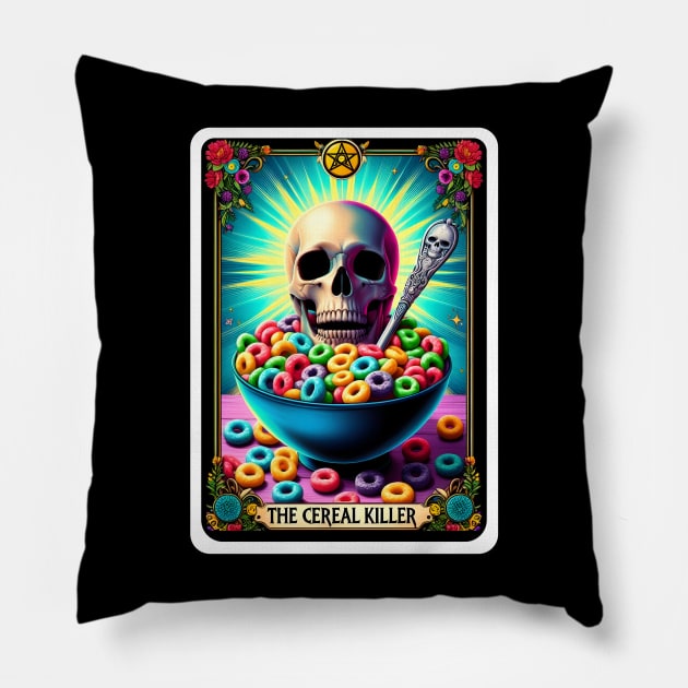 Cereal Killer Funny Tarot Card Pillow by Printme Darling