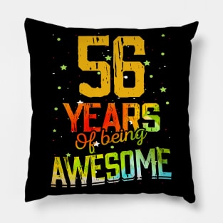 56 Years Of Being Awesome Gifts 56th Anniversary Gift Vintage Retro Funny 56 Years Birthday Men Women Pillow