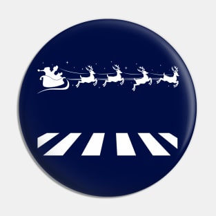 Santa in his sleigh Abbey Road Parody Pin