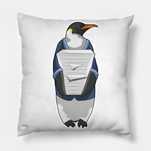 Penguin as Secretary with Stack of paper Pillow