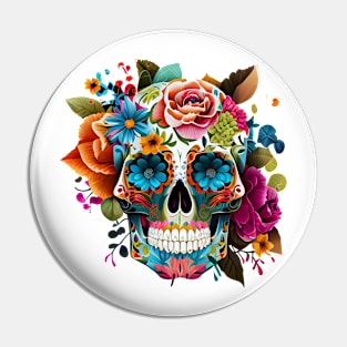 Colorful Skull watercolor Pin