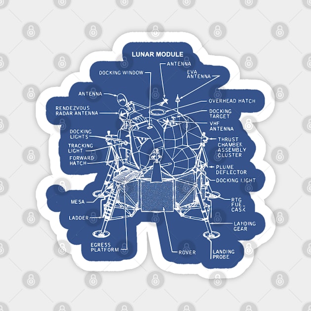 Apollo Lunar Module NASA Spacecraft Blueprint Magnet by jutulen