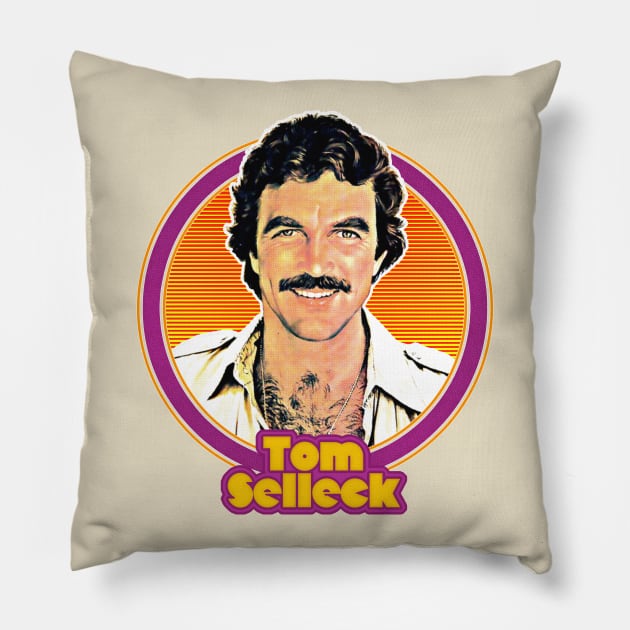 Tom Selleck 80s Aesthetic Design Pillow by DankFutura