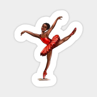 Ballet in red pointe shoes 4 - ballerina doing pirouette in red tutu and red shoes  - brown skin ballerina Magnet