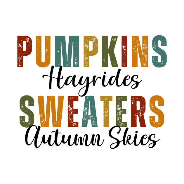 Pumpkins Hayrides Sweaters Autumn Skies by RefinedApparelLTD