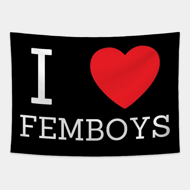 I Love Heart Femboys Yaoi Crossdressing Aesthetic Tapestry by BobaPenguin