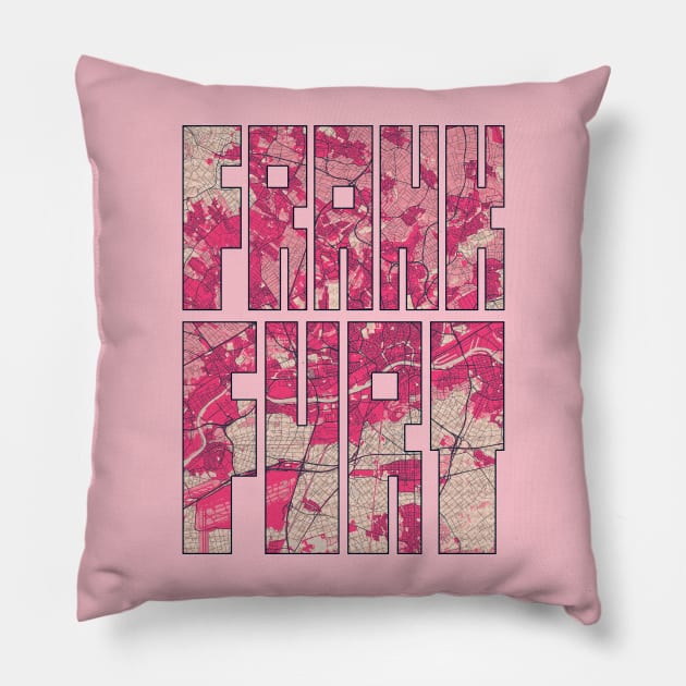 Frankfurt, Hesse, Germany City Map Typography - Blossom Pillow by deMAP Studio