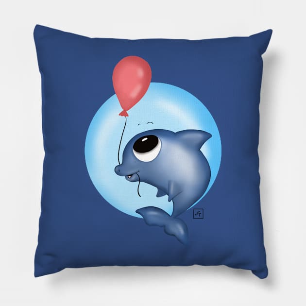 Dolphin with a balloon Pillow by nasia9toska