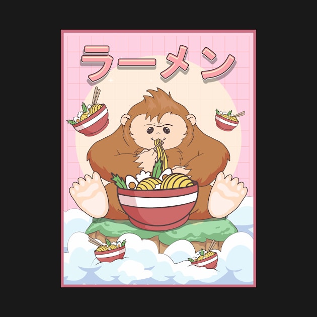 Kawaii Bigfoot Sasquatch Ramen Noodles Japanese Aesthetic Gift by Alex21