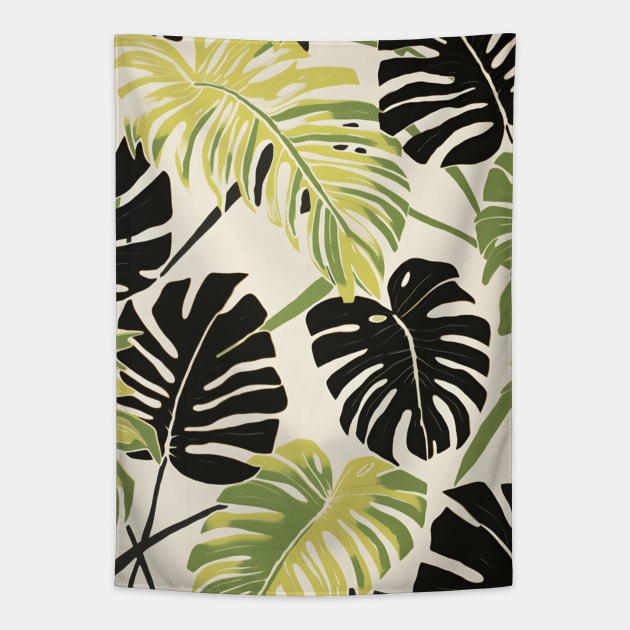 Monstera Botanical Pattern Tropical Tapestry by Trippycollage