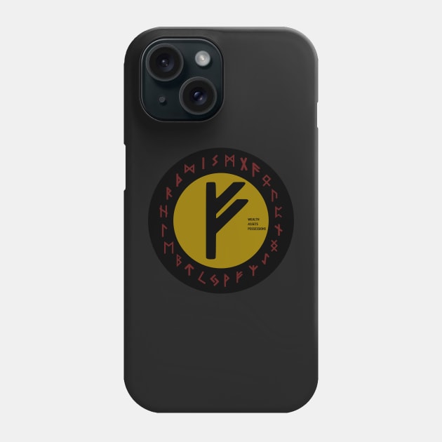 Yellow Fehu Elder Futhark | Viking Rune Symbol Phone Case by DepicSpirit