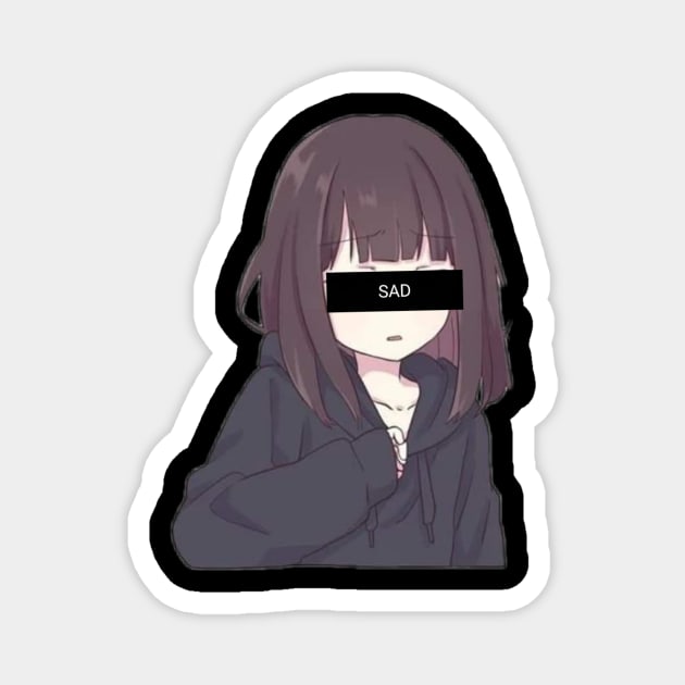 Sad anime girl style Magnet by Superboydesign