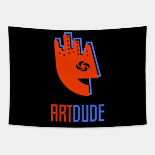 YourArtDude Logo In Red And Lt. Blue Tapestry