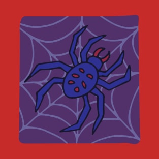 CREEPY POISONOUS SPIDER IN WEB Purple Blue Red from my Cabinet of Curiosities - UnBlink Studio by Jackie Tahara T-Shirt