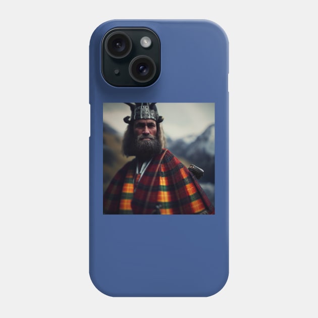 Scottish Highlander in Clan Tartan Phone Case by Grassroots Green