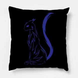 blue tribal cat tattoo Pillow