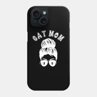 Cat Mom Messy Bun and Aviator Sunglasses Graphic Design Phone Case