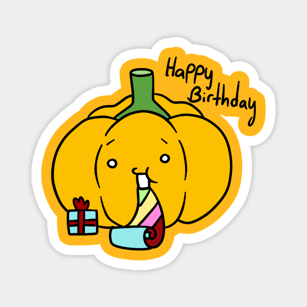 Happy Birthday - Orange Bell Pepper Magnet by saradaboru