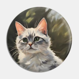 Cat Portrait Art Oil Painting Pin