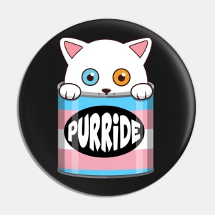 Funny White Cat Transgender Pride Pin