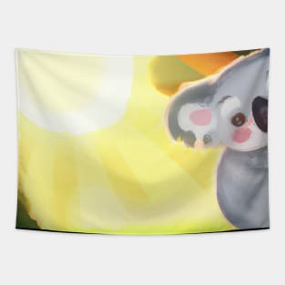A koala hanging from a tree Tapestry