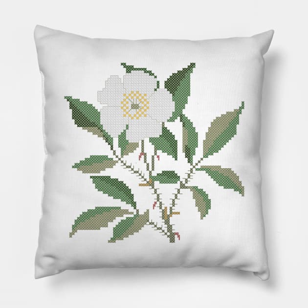 Georgia State Flower Cherokee Rose Pillow by inotyler