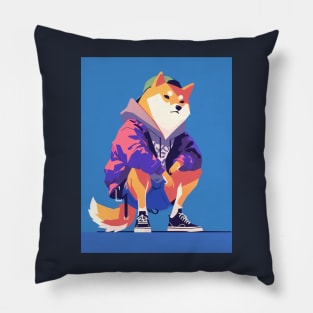 Cool Shiba in the City Pillow