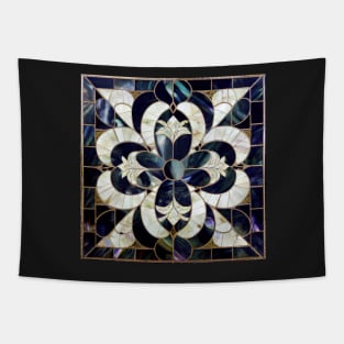 Mother of Pearl Mosaic Flower Design - Blue, Purple, and White Tapestry