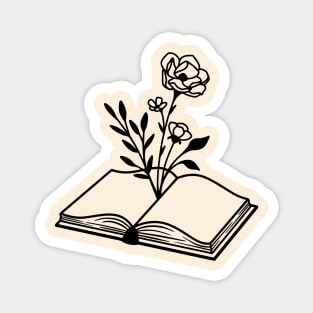 Minimal book with flower Magnet