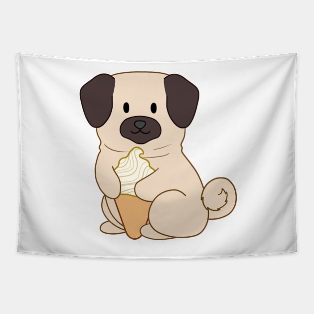 Ice Cream Pug Tapestry by BiscuitSnack