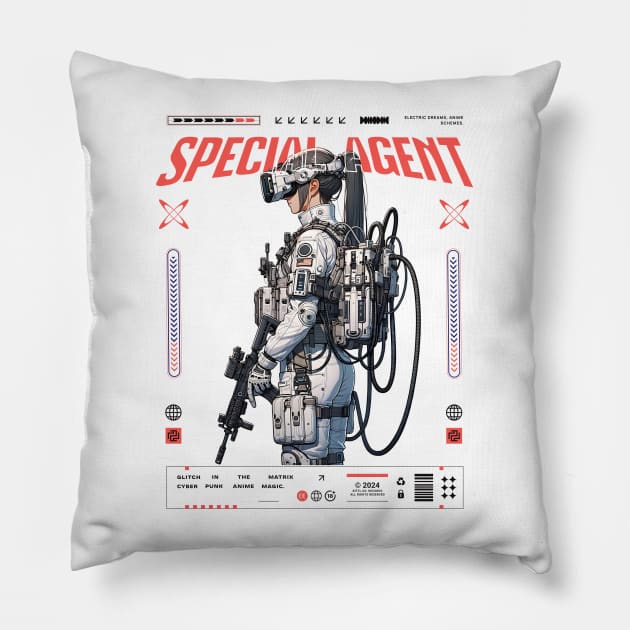 cyberpunk futuristic anime girls Pillow by Dracoola