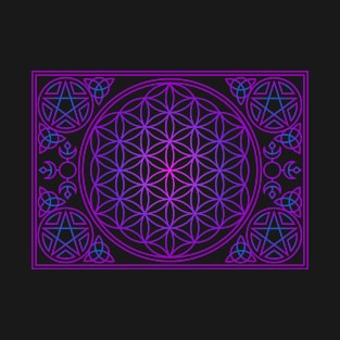 Flower of life Pink Purple and Blue T-Shirt