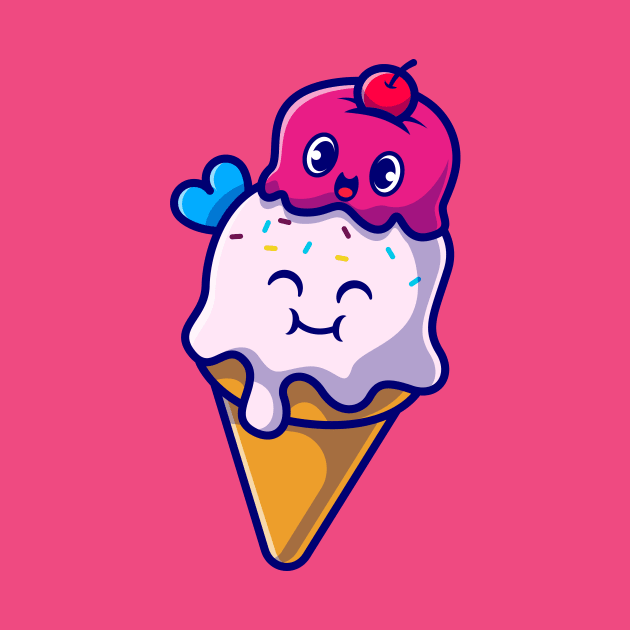 Happy Ice Cream Cone Cartoon by Catalyst Labs