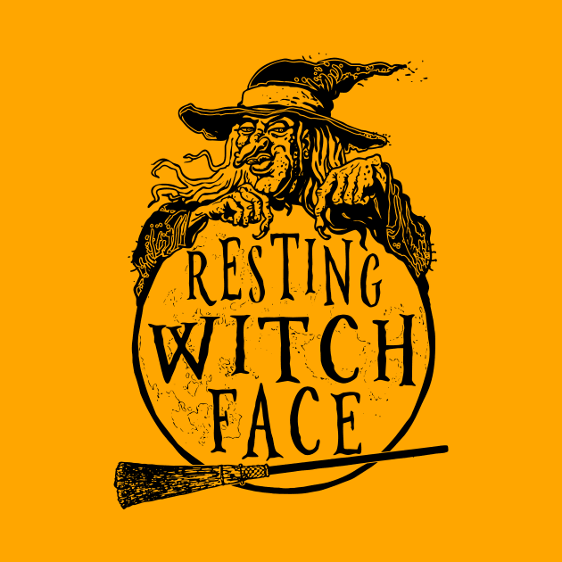 Resting Witch Face With Broom by Mudge